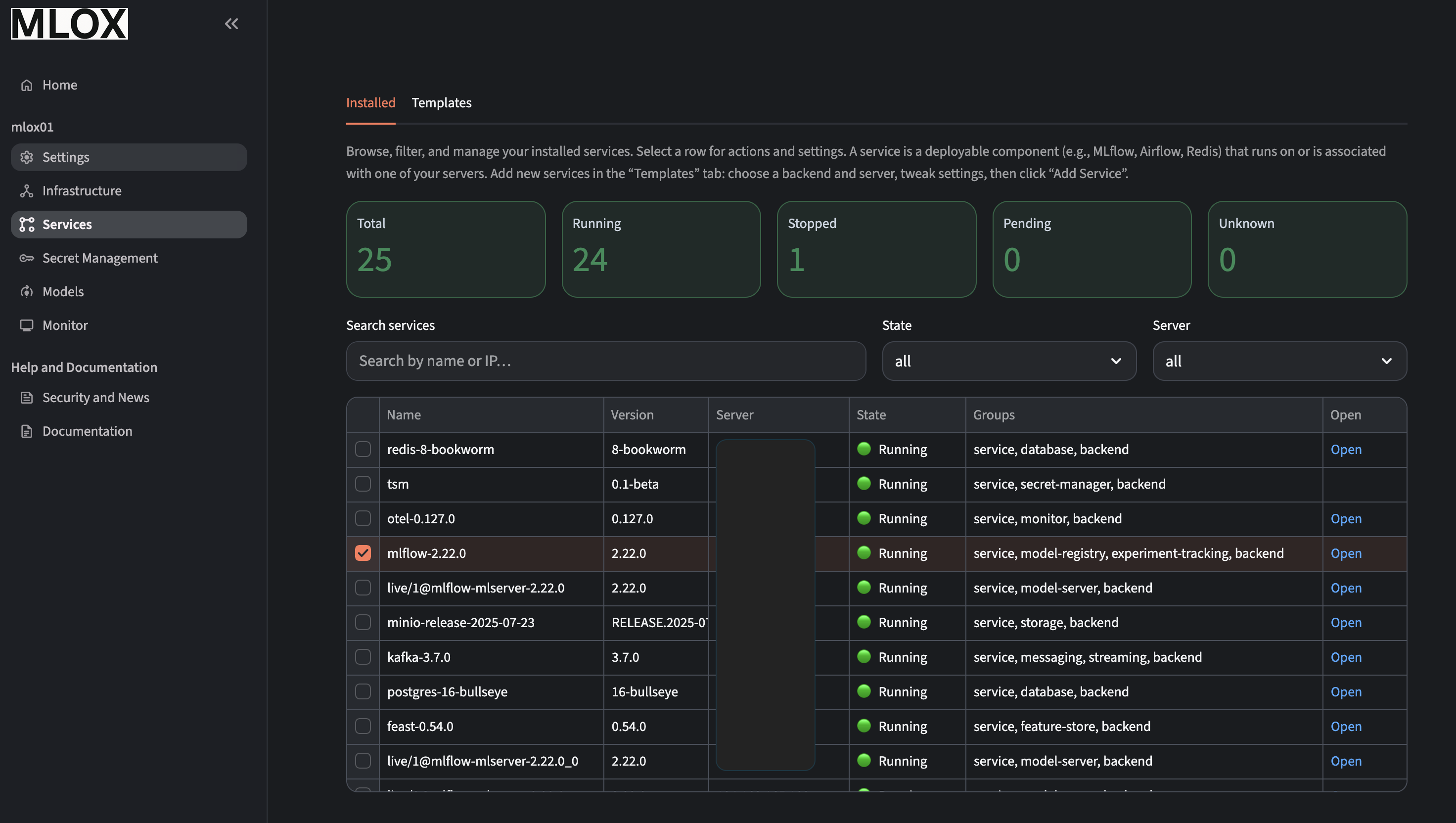 MLOX Service Management